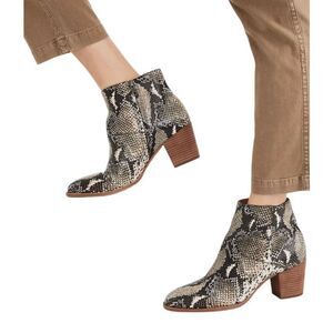 MADEWELLSnake Embossed Leather Ankle Boots Block Heel Comfy Size 10 NEW